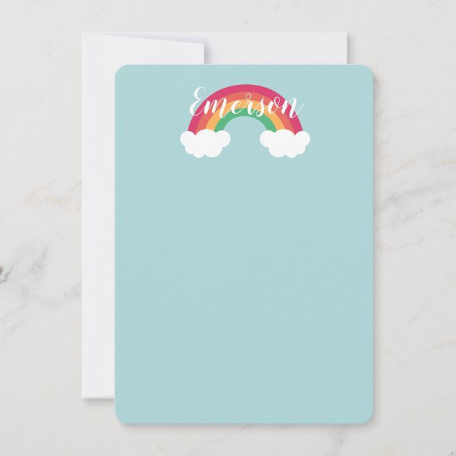 Simple Rainbow Cloud Kids Thank You Card (Front)