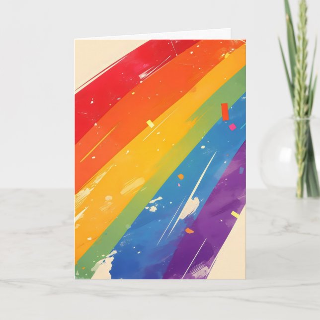 Simple Rainbow Colorful Holiday Card (Front)