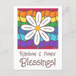 Simple Rainbow Daisy Flower Any Occasion Postcard