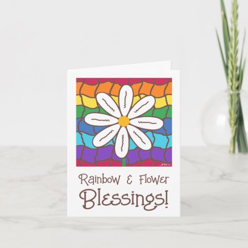 Simple Rainbow Daisy Flower Thinking Of You Card