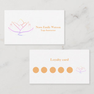 Simple Rainbow Lotus Flower Business Flat Loyalty Card
