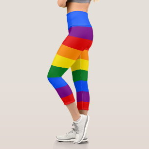 Simple Rainbow Stripes Capri Leggings