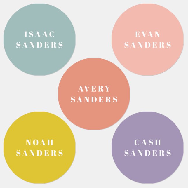 Simple Rainbow Waterproof Clothing Name Labels (Group)