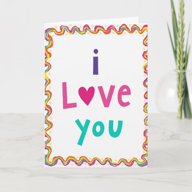 Simple Rainbow Wavy I Love You Card (Front)