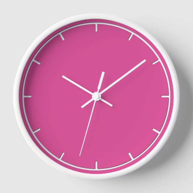 Simple Raspberry Pink Wall Clock (Front)