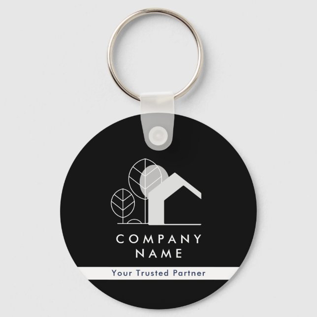 Simple Real Estate Agent Black and White Qr code Keychain (Front)