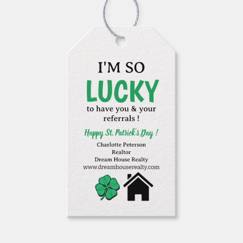 Simple Real Estate Agent Realtor StPatricks Day  Gift Tags