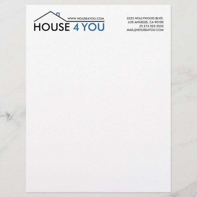 Simple Real Estate House Logo Letterhead (Front)