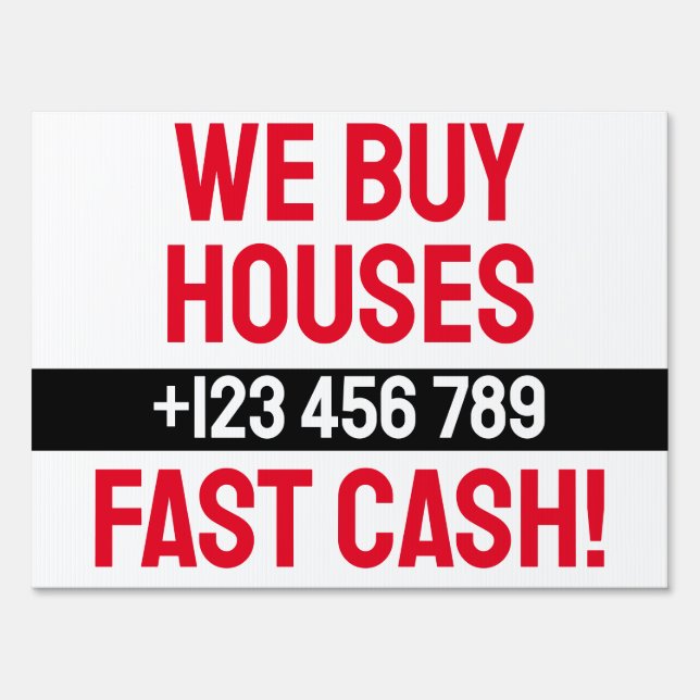 Simple Real Estate Investor Business We Buy Houses Sign (Front)