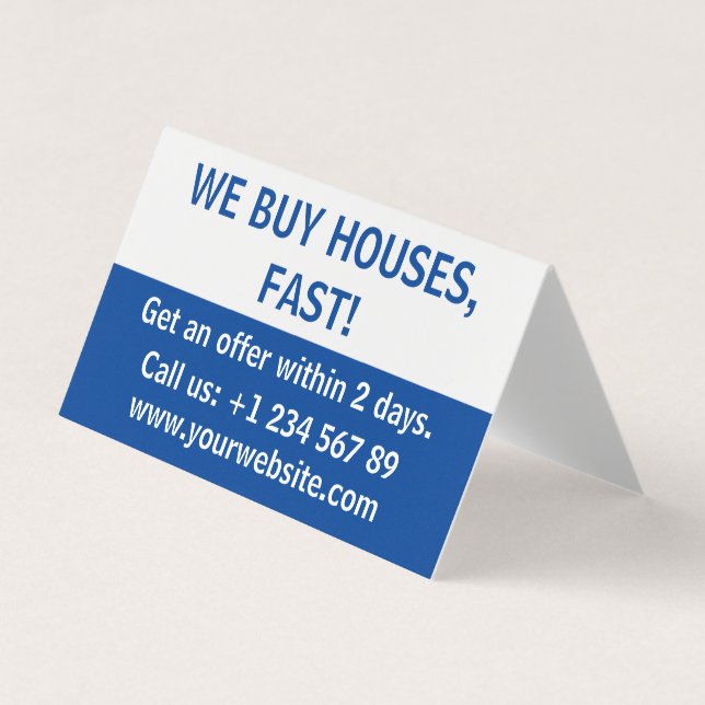 Simple Real Estate Investor  We Buy Houses Folded Business Card (Front)