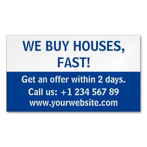 Simple Real Estate Investor  We Buy Houses Folded Business Card Magnet