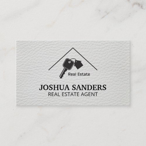Simple Real Estate Logo  Leather  Business Card