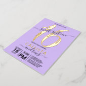 Simple Real Gold Lavender Sweet 16 Birthday Foil Invitation (Rotated)