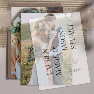 Simple Real Vellum Overlay Elegant 2 Photo Wedding Invitation