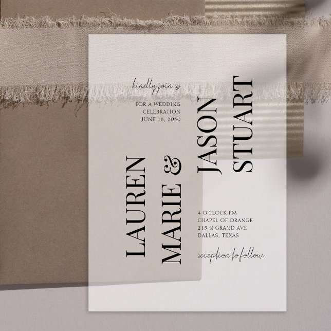 Simple Real Vellum Overlay Typography Wedding Vellum Invitations (Creator Uploaded)