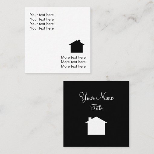 Simple Realtor House Symbol Design Square Business Card | Zazzle