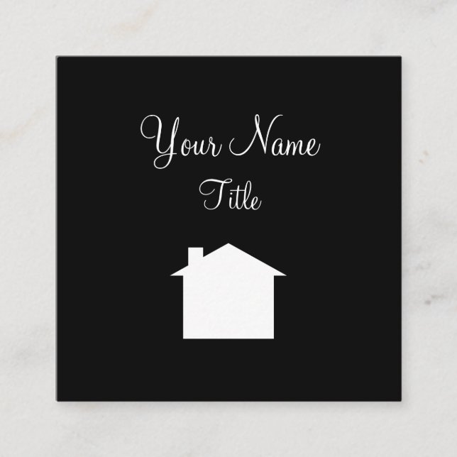 Simple Realtor House Symbol Design Square Business Card (Front)