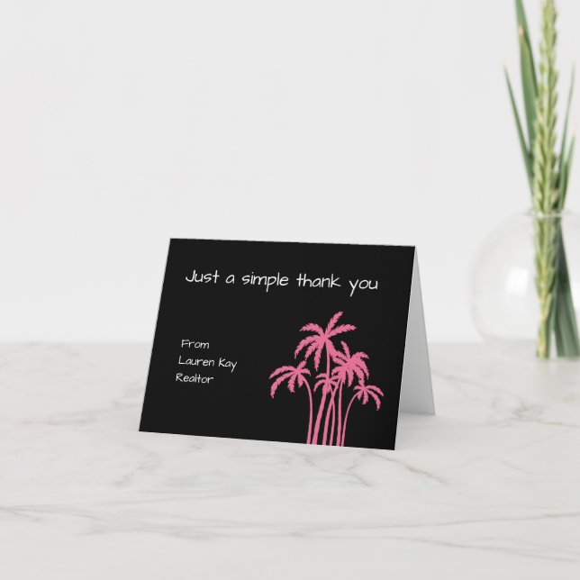 Simple Realtor Tropical Thank You Card (Front)
