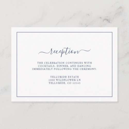 Simple Reception Wedding Enclosure Card