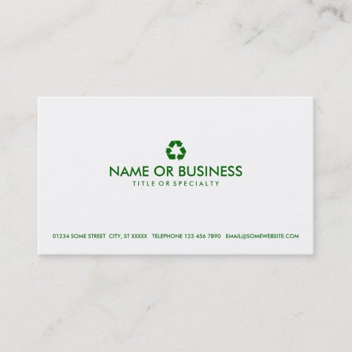 Customizable simple recycle business card
