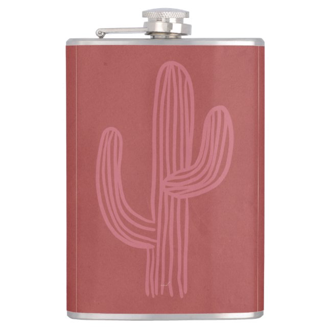 Simple Red Abstract Cactus Flask (Front)