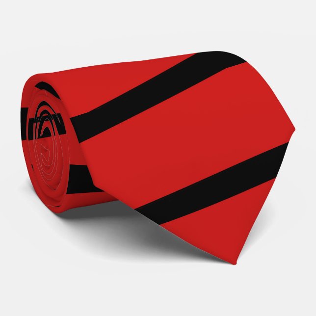 Simple Red and Black Stripe Minimalist Neck Tie (Rolled)