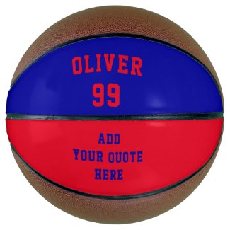 Simple Red and Blue Name Number Quote  Basketball