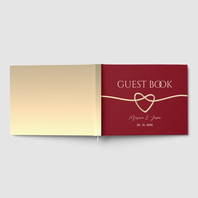 Simple Red and Gold Elegant Wedding Guest Book (Full)
