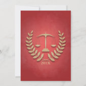 Simple Red and Gold Law School Graduation Invitation (Back)