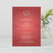 Simple Red and Gold Law School Graduation Invitation (Standing Front)