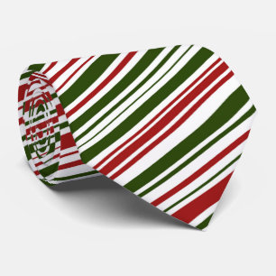 Simple Red and Green Stripes Christmas Neck Tie