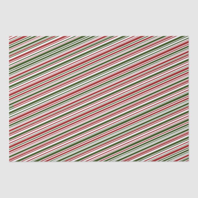 Simple Red and Green Stripes Christmas   Tissue Paper (Front)