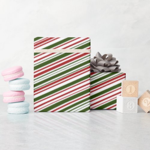 Simple Red and Green Stripes Christmas  Wrapping Paper