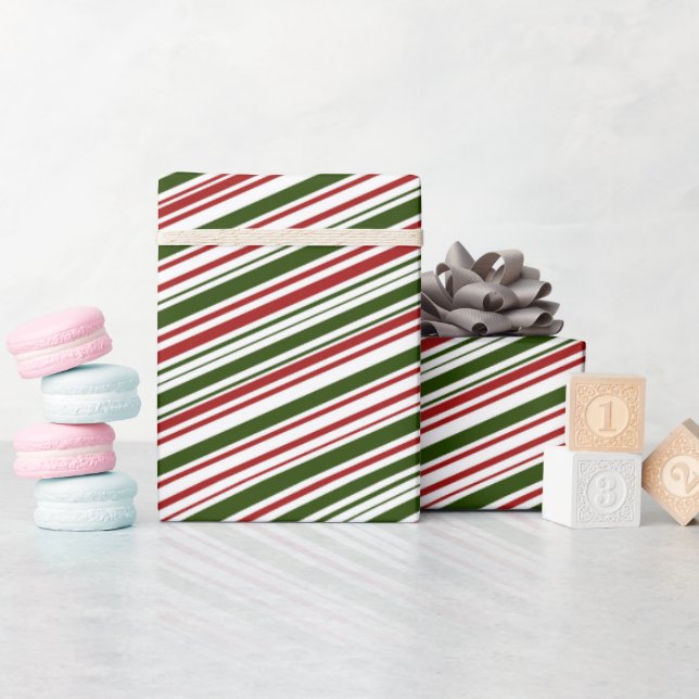 Simple Red and Green Stripes Christmas  Wrapping Paper (Baby Shower)
