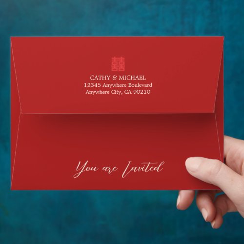 Simple red and modern Chinese wedding Envelope