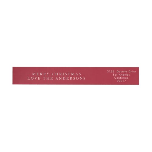 Simple Red and White Modern Calligraphy Christmas Wrap Around Label