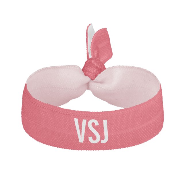 Simple Red and White Monogram Letters Initials Elastic Hair Tie (Front)