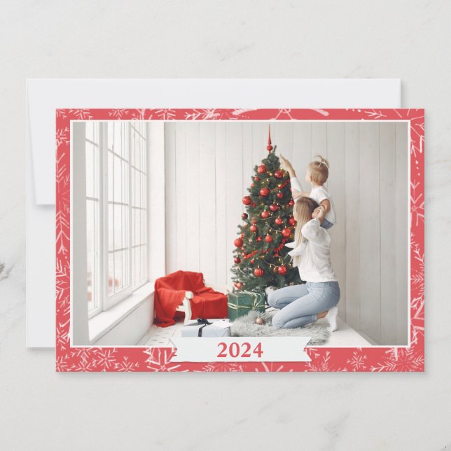Simple Red and White Photo  Note Card (Front)