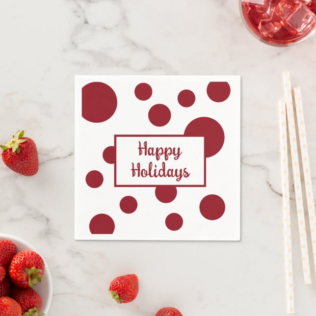 Simple Red and White Polka Dot Holiday Napkins (Insitu)