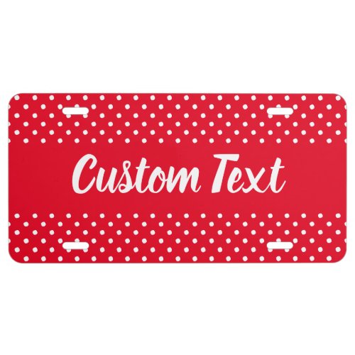 Simple Red and White Polka Dot Pattern Add Text License Plate