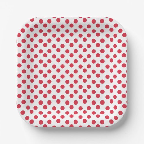 Simple Red and White Polka Dot Pattern Paper Plates