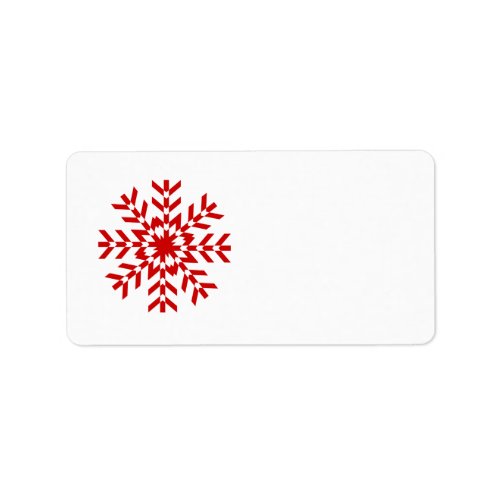 Simple Red and White Snowflake Design Label