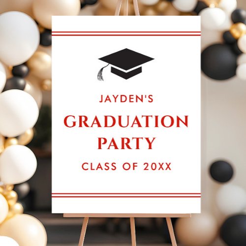 Simple Red and White Sporty Graduation Party Foam Board