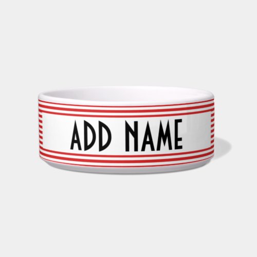 Simple Red and white stripes custom black name  Bowl