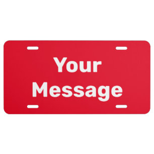 Simple Red and White Text Template License Plate