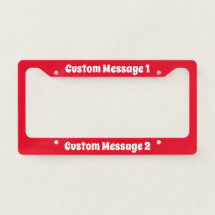 Simple Red and White Text Template License Plate Frame
