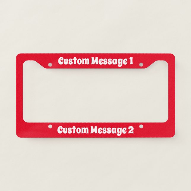 Simple Red and White Text Template License Plate Frame (Front)