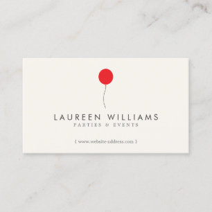 Simple Red Balloon II Event Planner, Party Planner Business Card