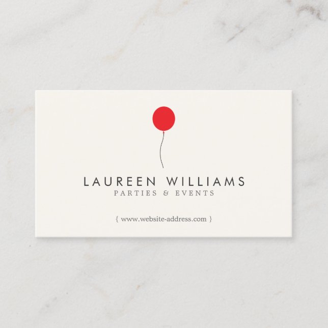 Simple Red Balloon II Event Planner, Party Planner Business Card (Front)