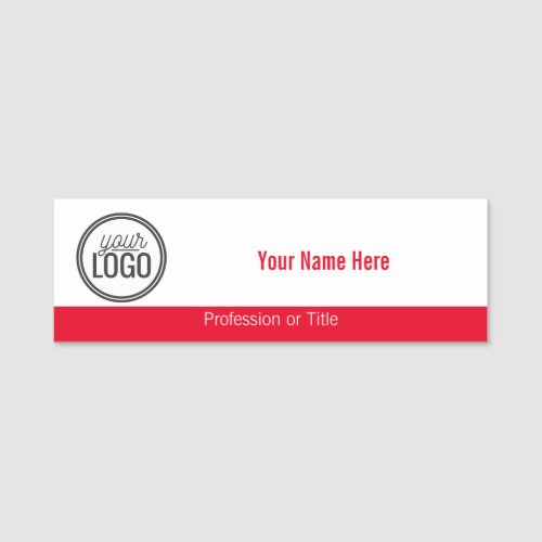 Simple Red Band with Your Logo Professional Name Tag